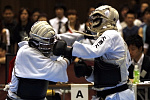 日本拳法第24回全国大学選抜選手権大会
赤：早稲田、白：大阪商業の2-3で迎えた大将戦。どちらも初優勝をかけた一戦で、大商大の主将＊＊が左面突きで優勝を決めた。