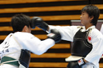日本拳法全国選抜社会人選手権
少年選手権、小学6年男子の部。赤：誠心館・瀬名波の面突き（一本）<br>撮影：Inno
